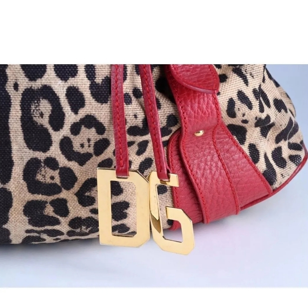 Dolce & Gabbana Cheetah Print Red Brown Large Shoulder Bag - Picture 2 of 5